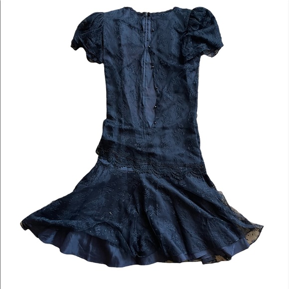 Black lace overlay drop waist dress vintage Madonna 80s witch a goth Gunne Sax!! - Picture 3 of 11